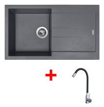 Sinks AMANDA 860 Titanium + Elasta nerez/černá 